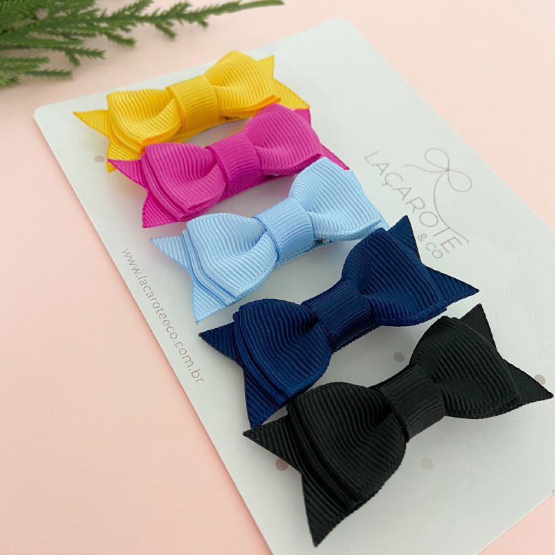 Kit de Laços Luisa Mini na Presilha- 5 Unidades