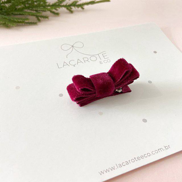 Laço Laura Mini Veludo na Presilha