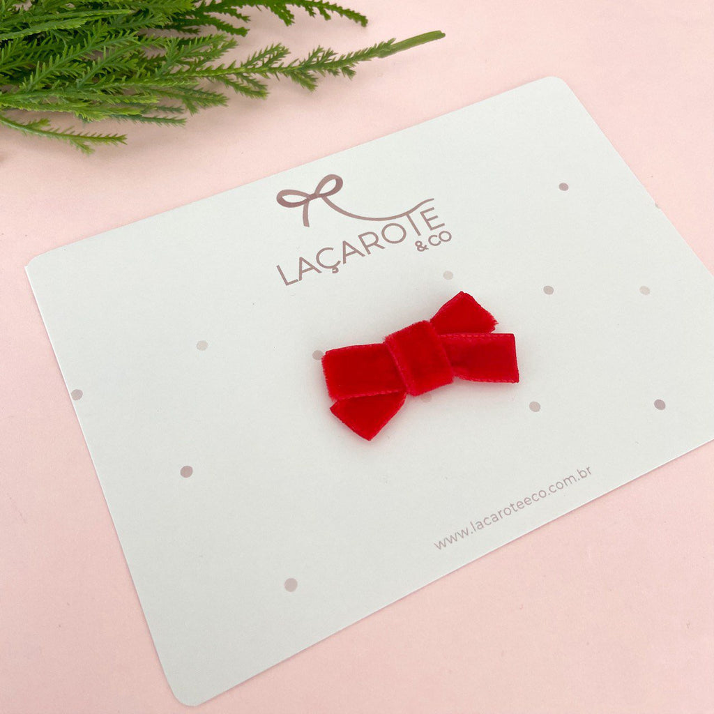 Kit de Laços Aurora Mini Veludo na Presilha- 3 Unidades