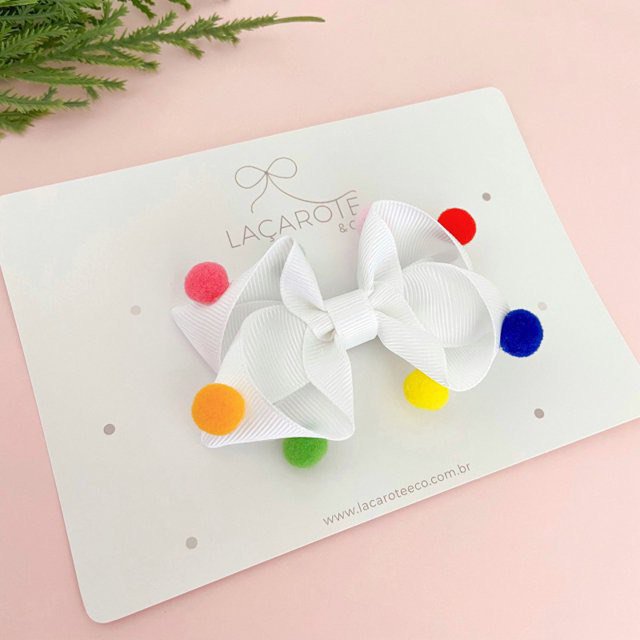 Laço Bela com Pompons M na Presilha