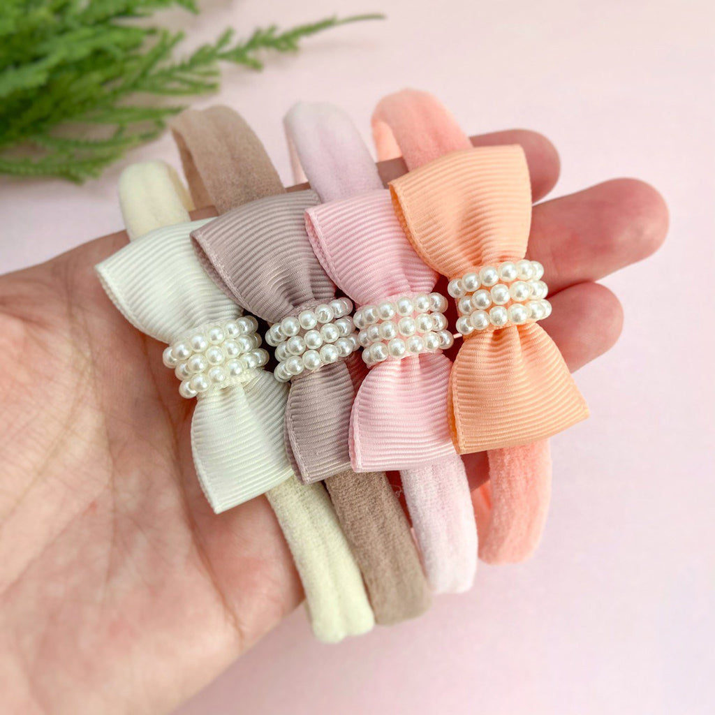 Kit de Laços Júlia Bordados Mini na Faixinha- 4 Unidades