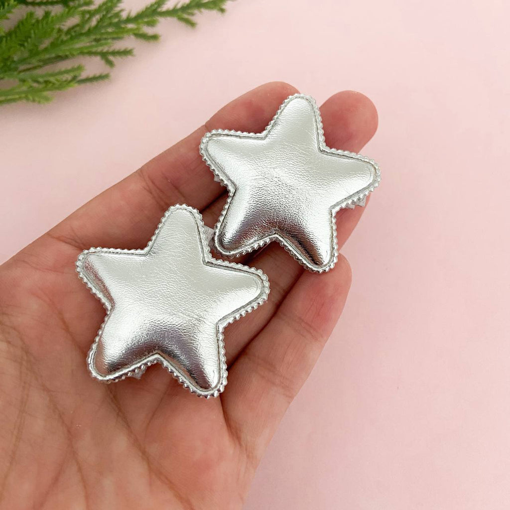 Dupla Clips Estrelas Prateadas Mini na Presilha