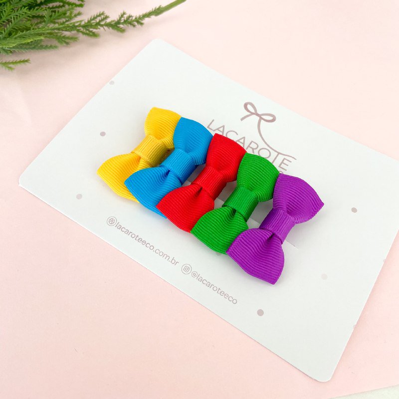 Kit de Laços Júlia Mini na Presilha- 5 Unidades
