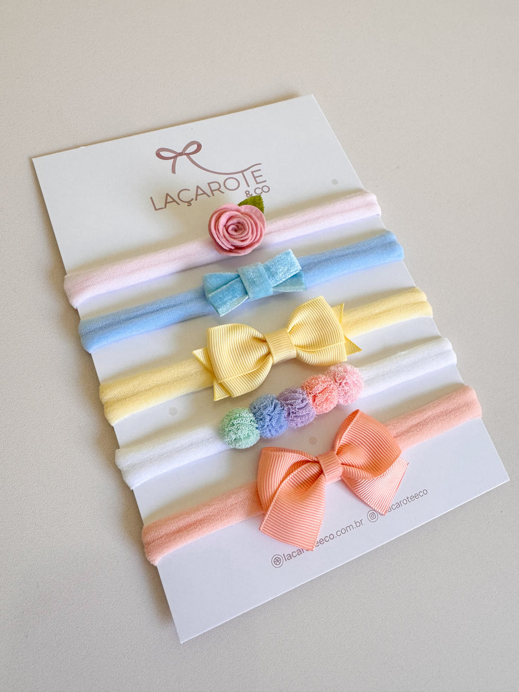 Kit de Laços Candy na Faixinha- 5 Unidades (Cores da Foto)